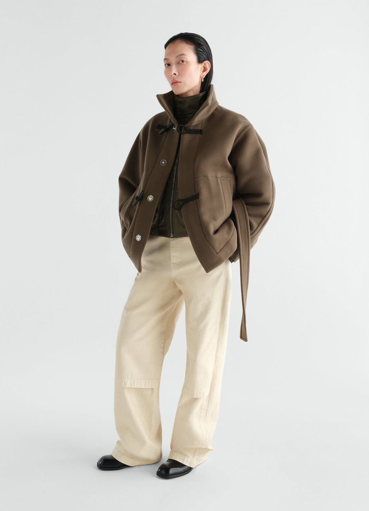 SHORT DUFFLE COAT IN DOUBLE WOOL