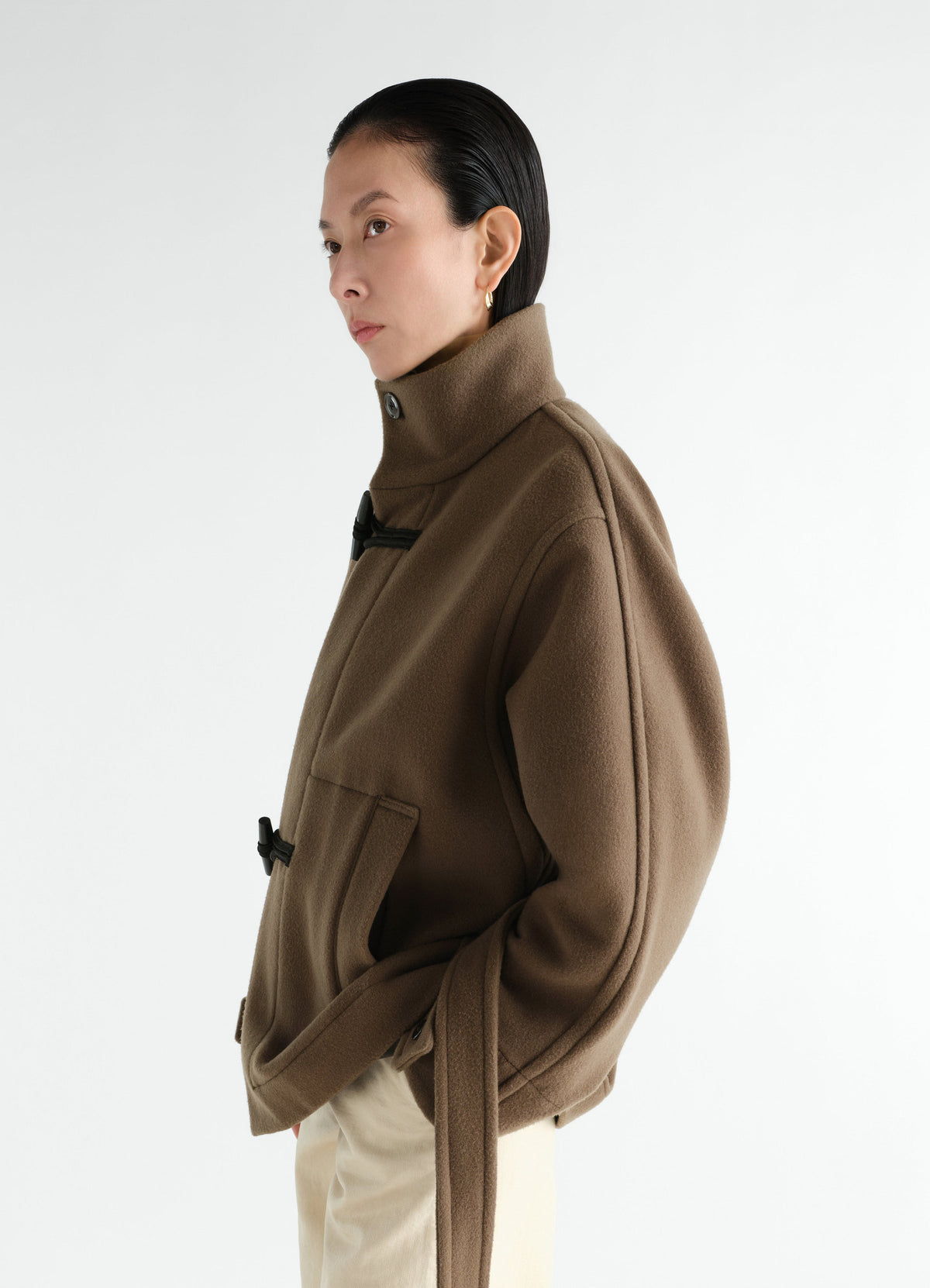 SHORT DUFFLE COAT IN DOUBLE WOOL